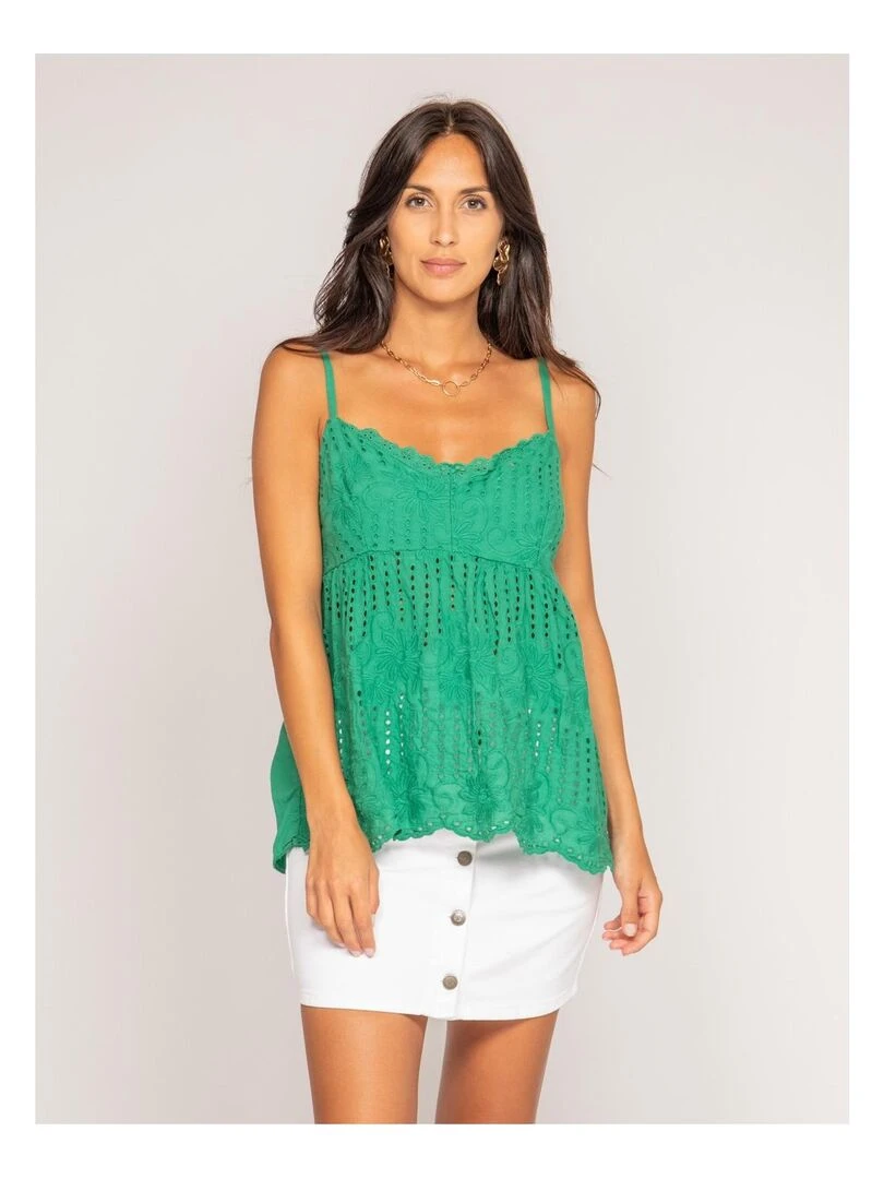 Top broderies anglaises FEVE Vert