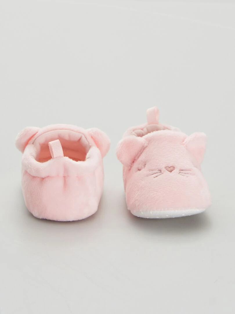 Chaussons bébé en velours   Rose