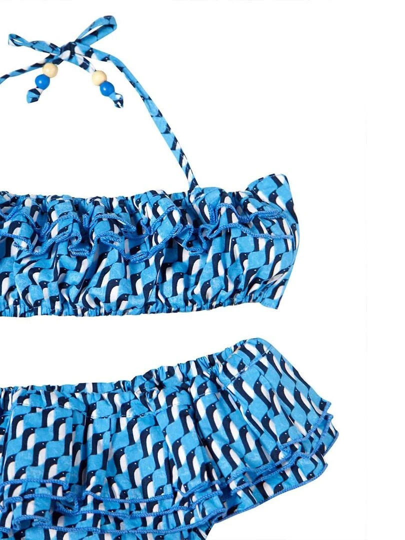 Maillot de Bain 2 Pièces Fille  Pingouins  Roi  SWAN   'LA FAUTE A VOLTAIRE'   Bleu