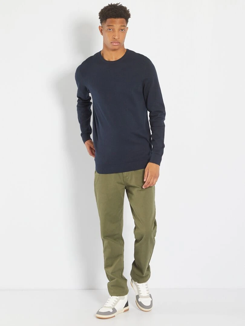 Pull uni à col rond +1m90   bleu marine