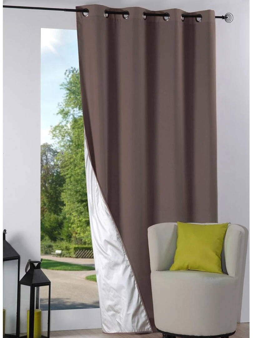 Rideau isolant à oeillets doublé Taupe