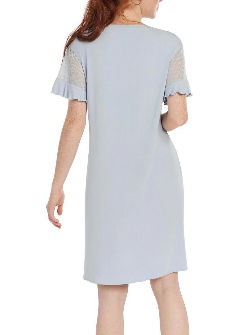 Chemise de nuit manches courtes Smooth Bleu ciel