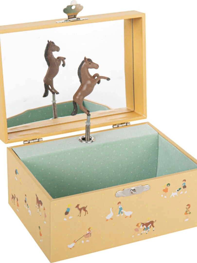 Boîte à bijoux musicale jeune cheval Mémoire d'enfance Jeanne Lagarde Jaune