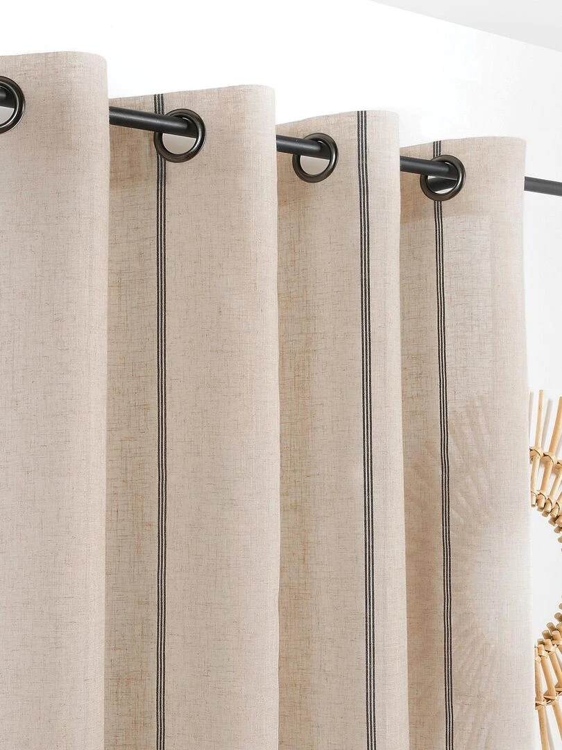 Voilage aux fines rayures noires Beige