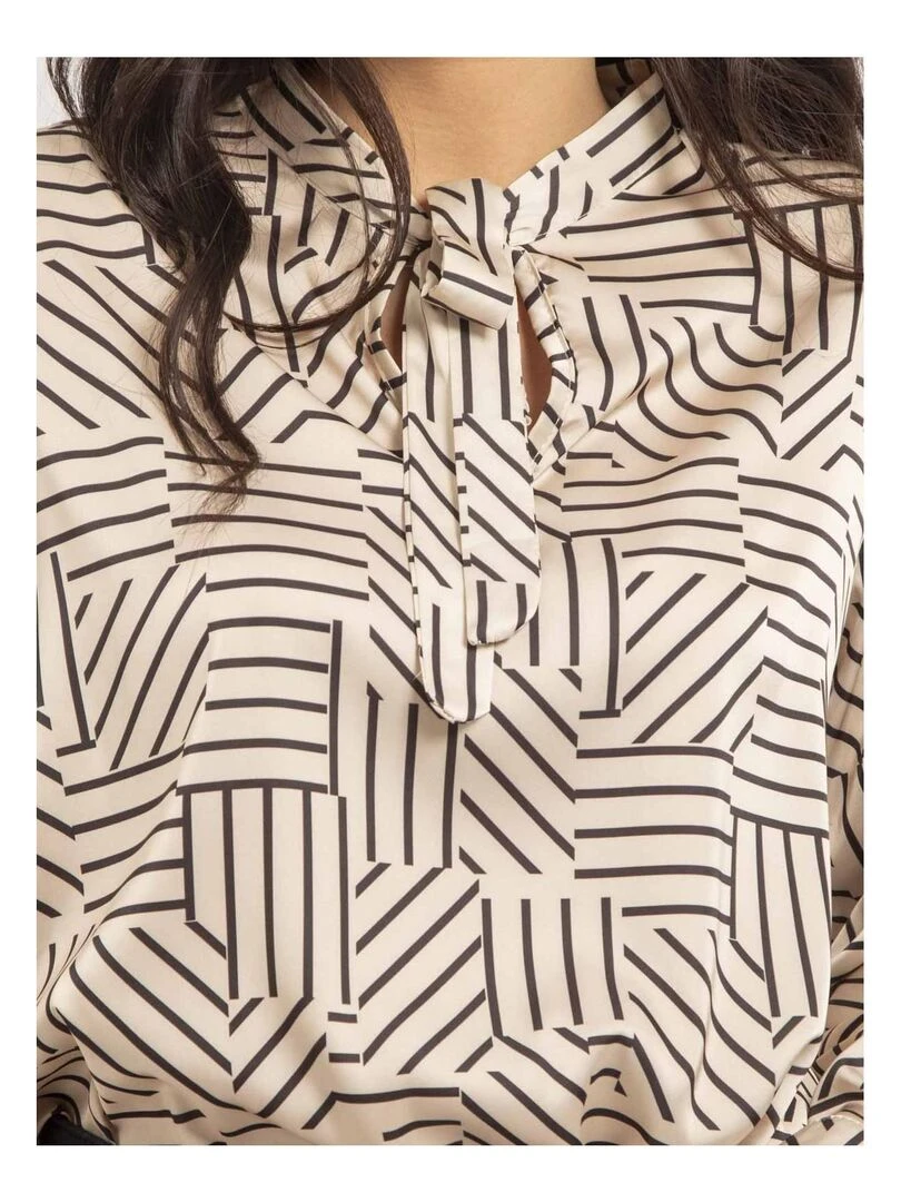 Blouse fluide motifs OZALIA   Ecru