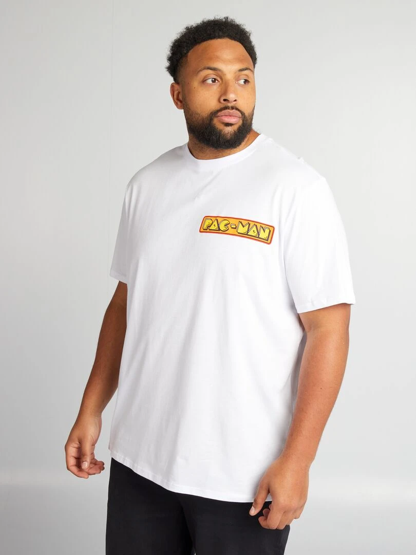 Tee shirt 'Pac Man' à col rond   blanc