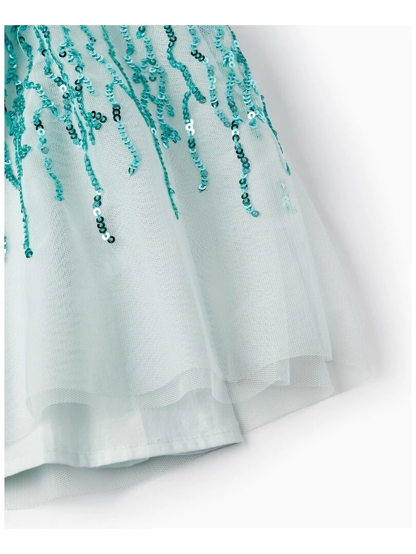 Robe en tulle et sequins pour bébé fille manches courtes CÉRÉMONIE   Vert