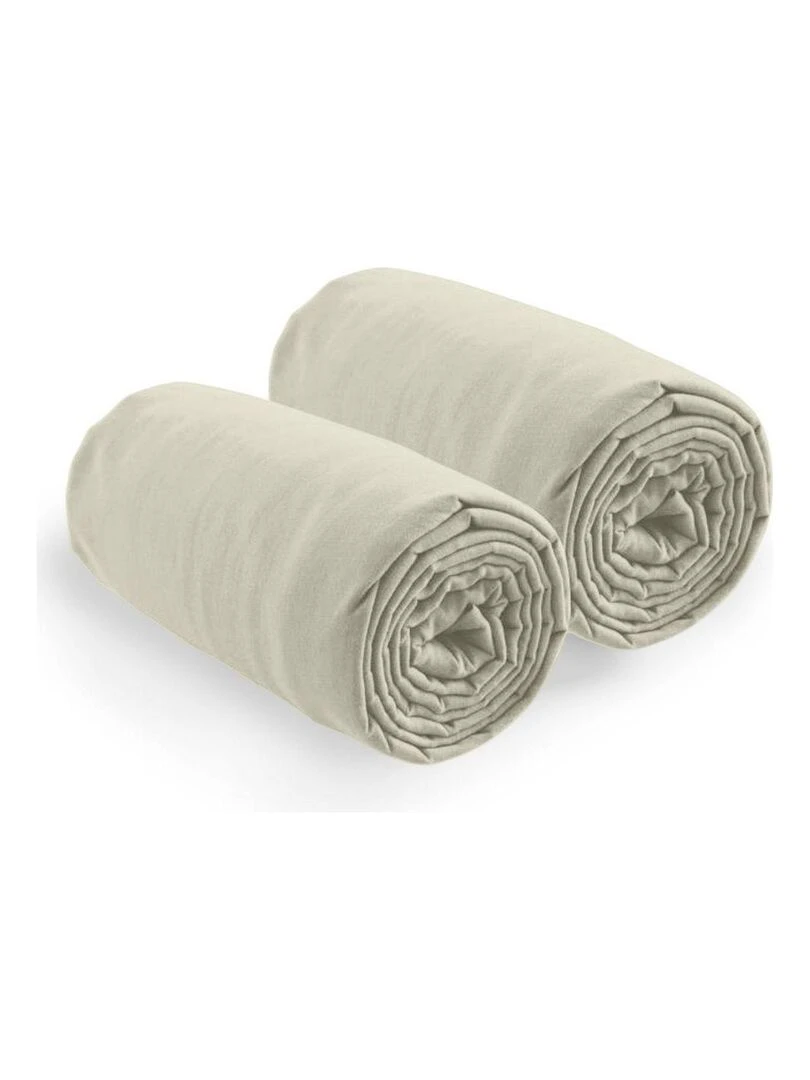 2 draps housse 2 places coton uni   Grège