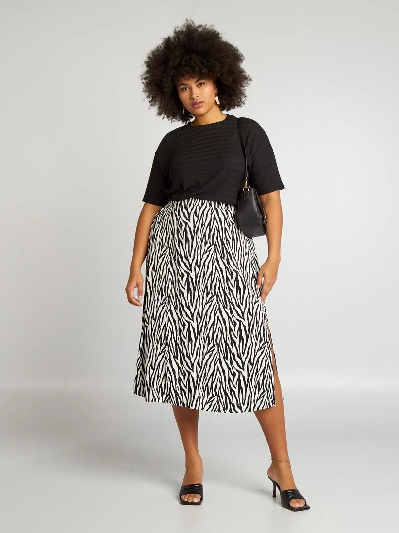 Jupe midi à motif Noir/blanc