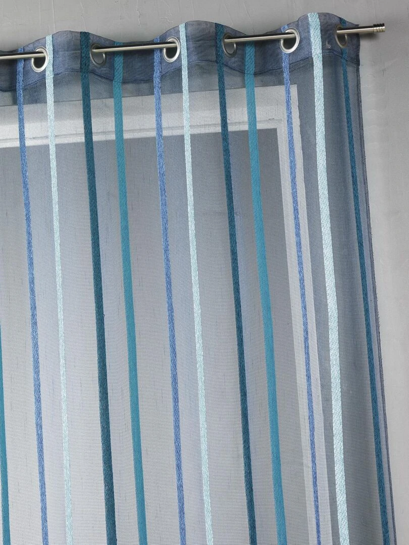 Voilage fantaisie à rayures verticales Bleu pétrole