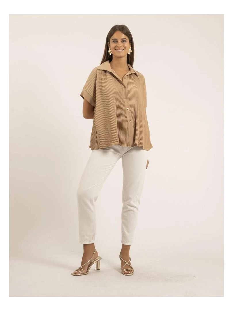 Chemise manches courtes OKAPI   Marron caramel