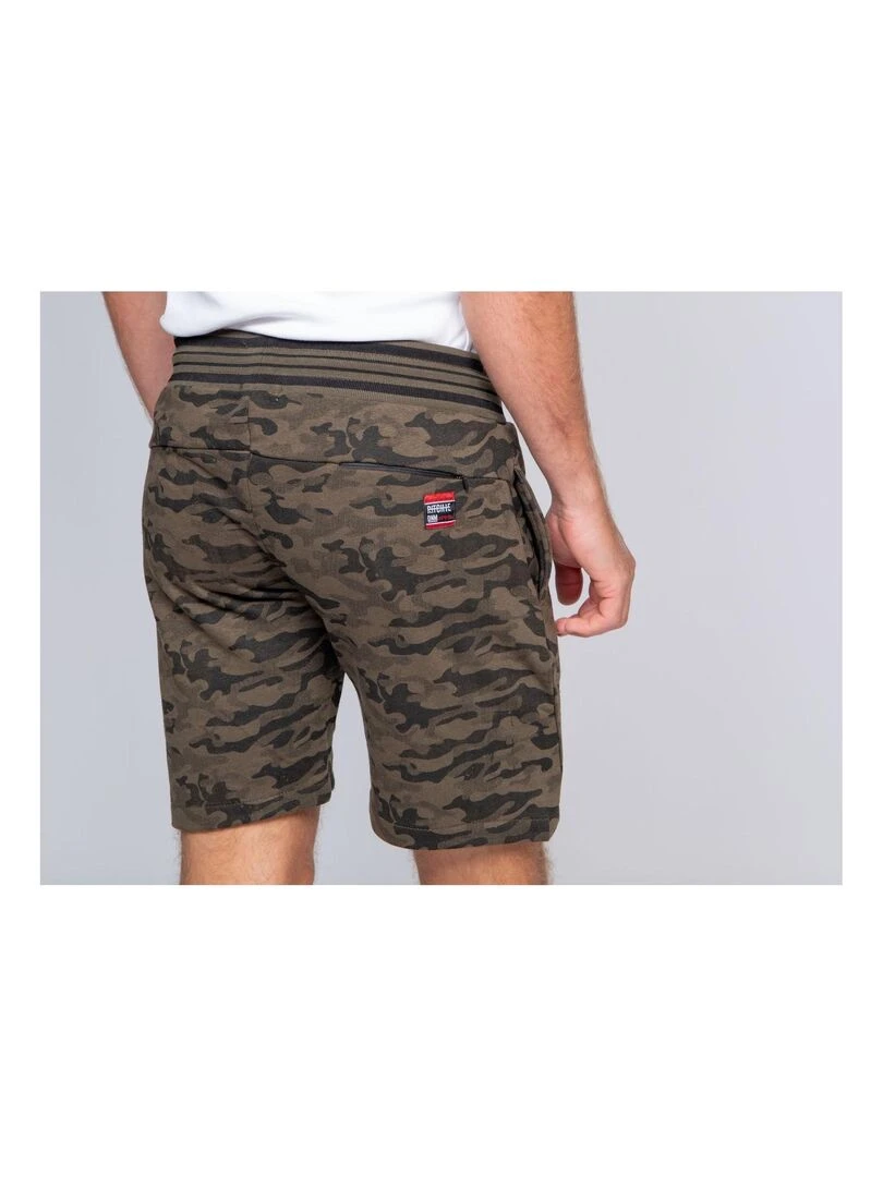 Bermuda molleton motif militaire BANVOU   Kaki