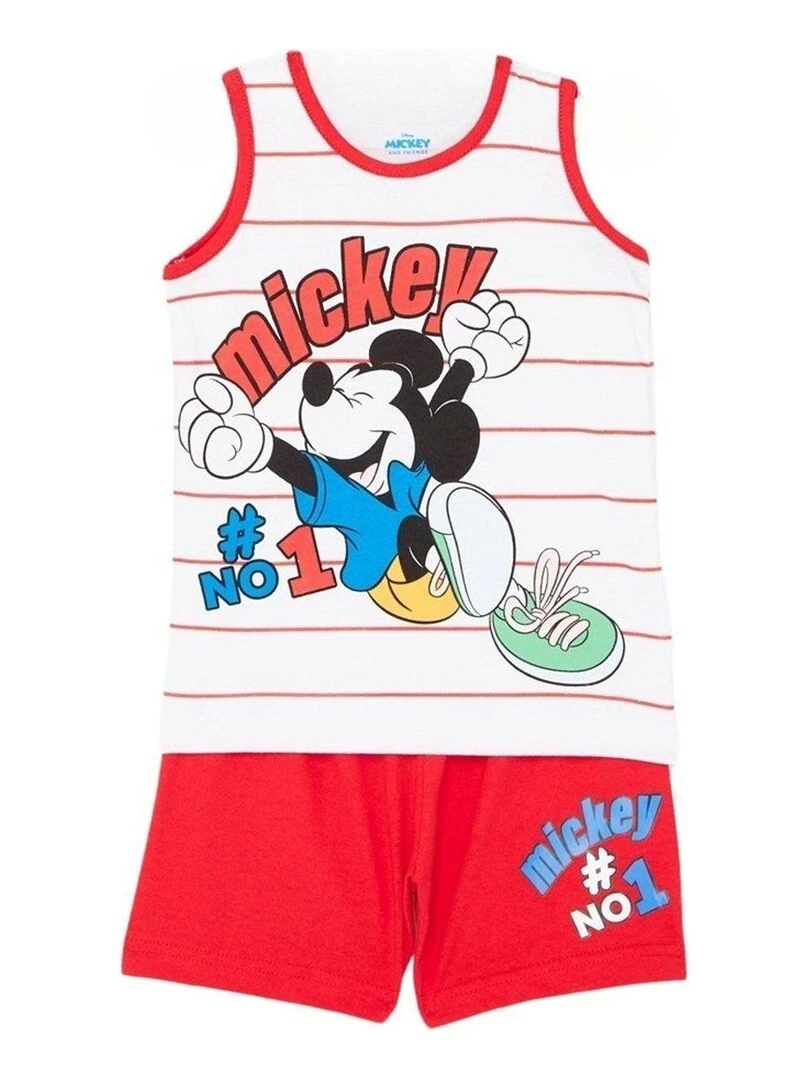 Disney Ensemble T shirt short garçon Imprimé Mickey Rouge