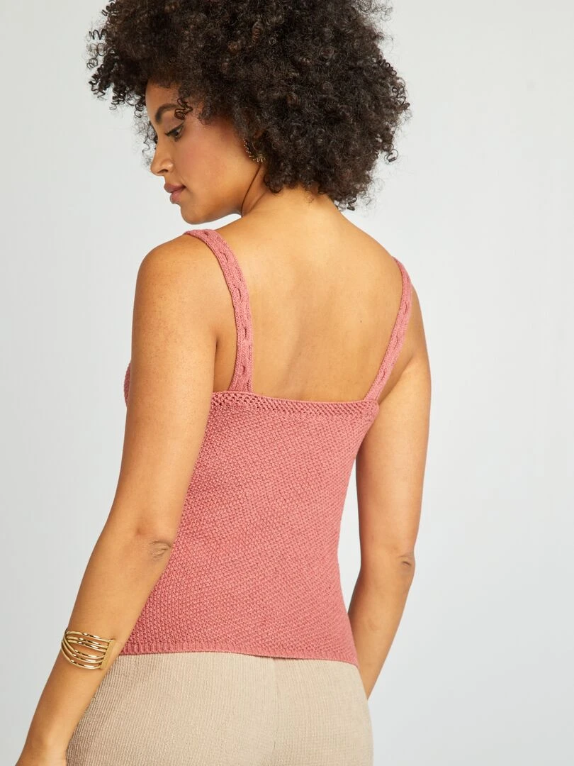 Top en crochet et fines bretelles   Rose