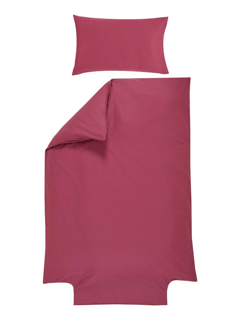 Parure de lit housse de couette 100x140 cm + taie 40x60 cm Coton Bio 'P'tit Basile' Violet prune