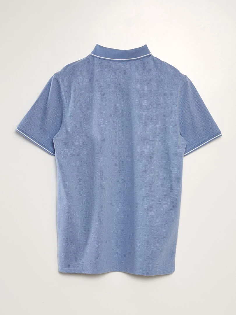Polo en piqué de coton effet moucheté Bleu clair