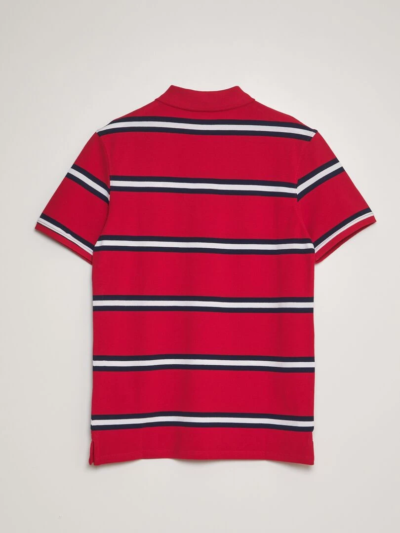Polo à rayures en piqué de coton Rouge/bleu marine