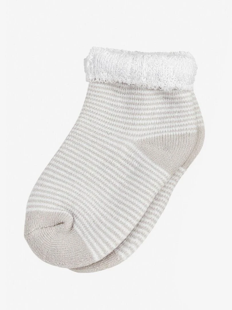 Lot De 3 Paires De Chaussettes Beige Et Blanc (0 3 Mois)   Beige