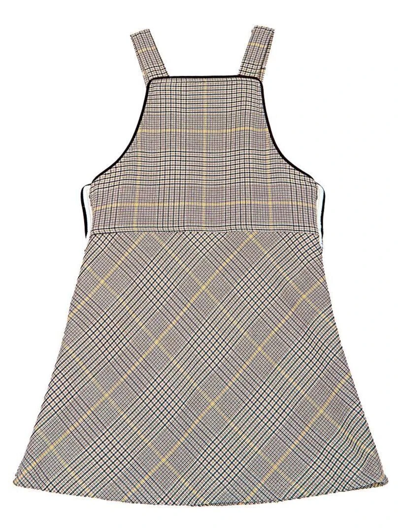 Robe Salopette Hiver Fille  Carrx Tartan Marron Jaune   LOLA   'LA FAUTE A VOLTAIRE'   Marron clair
