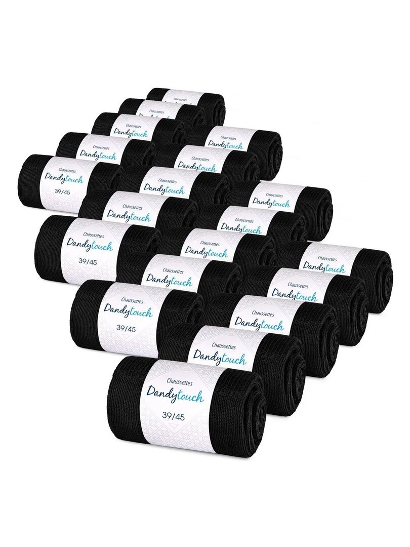 Chaussettes Jersey Coton Lot 20 Paires Fabrication UE Noir