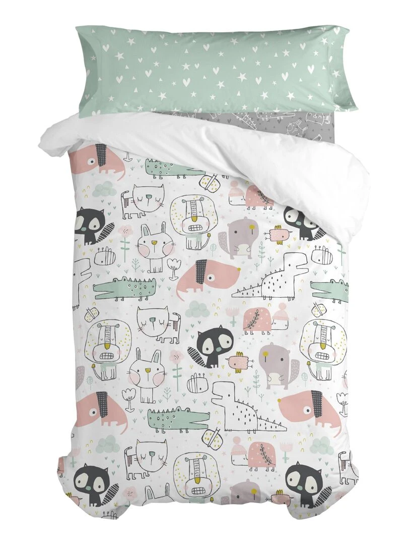 Parure housse de couette 2 pièces Best buddies "Happyfriday"   Blanc