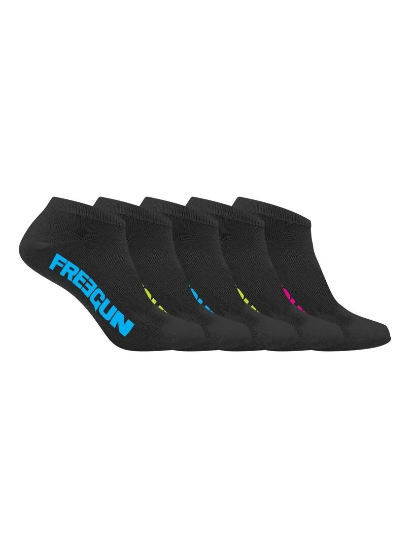 Lot de 5 Paires de Chaussettes Socquettes homme uni Freegun Noir