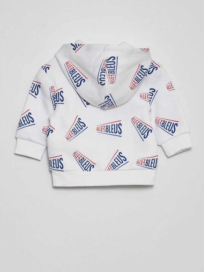 Sweat zippé à capuche   Allez Les Bleus   Blanc