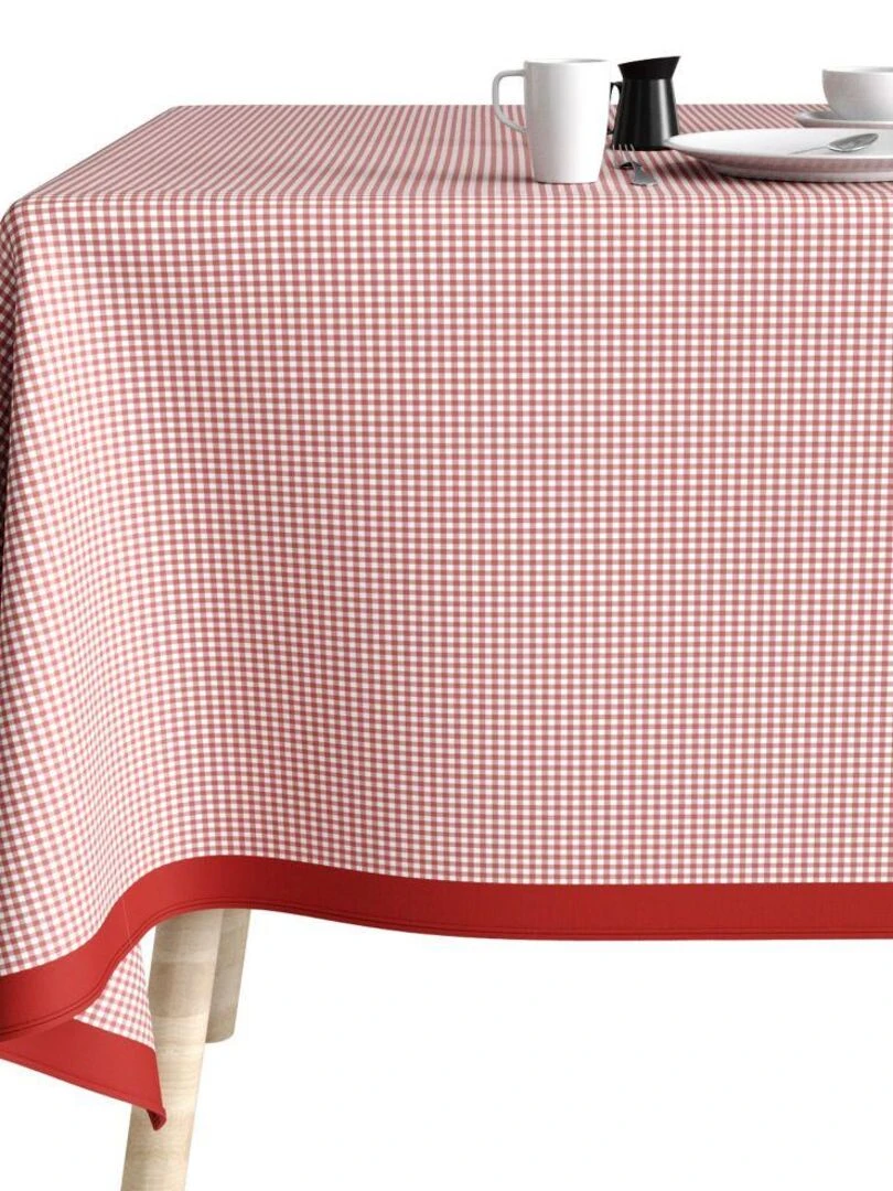 Nappe rectangulaire anti tache en Coton   Vichy Rouge   Rouge