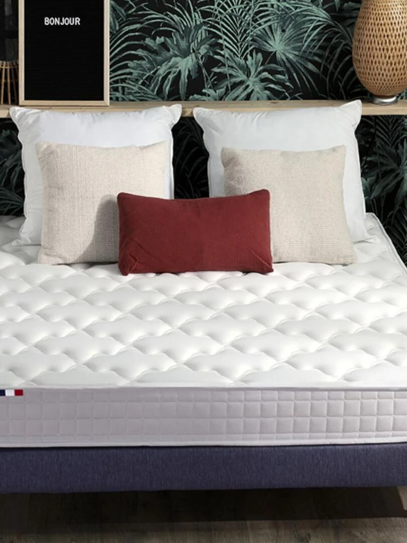 Ensemble Matelas accueil mémoire de forme MAM AZUR + Sommier Made in France   Sommier Bleu denim   Bleu Blanc