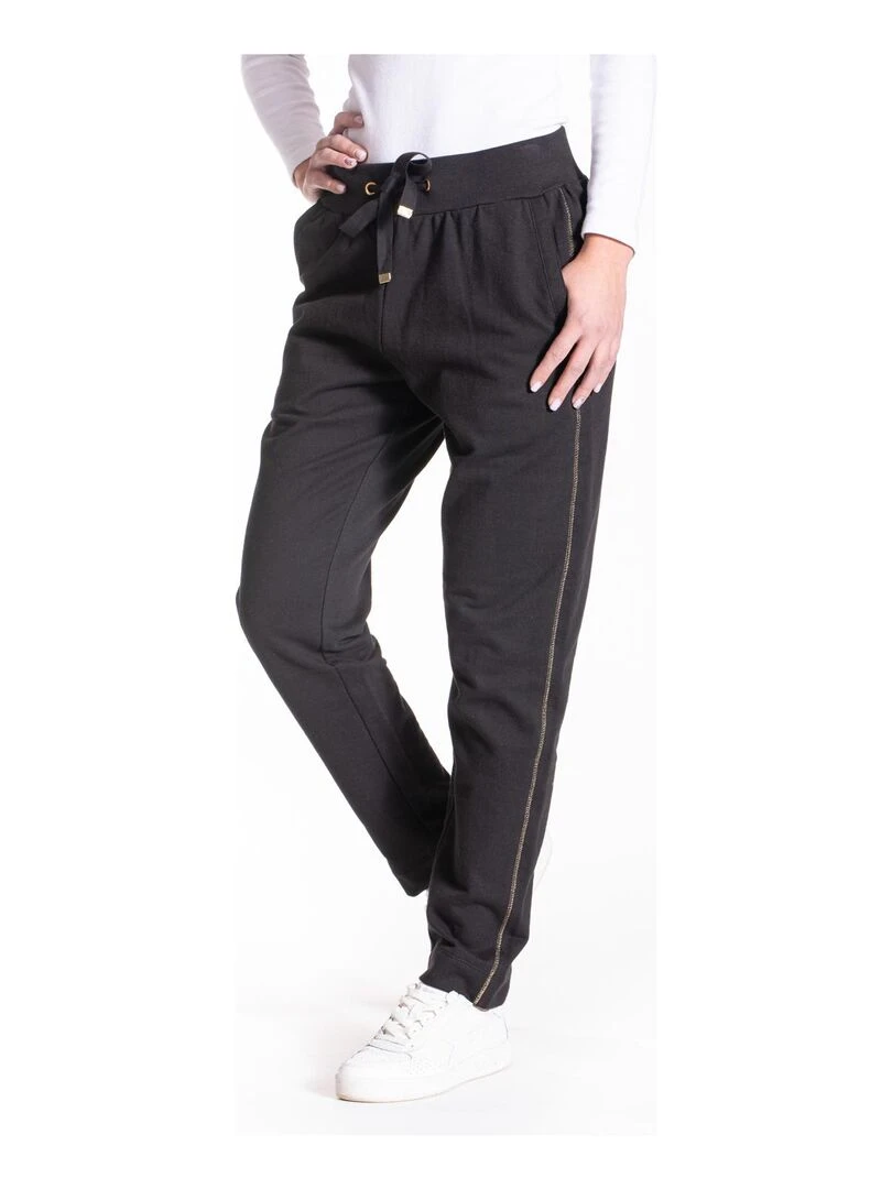 Pantalon jogg à coutures en fil lurex ZEVELYN 'Rica Lewis' Noir