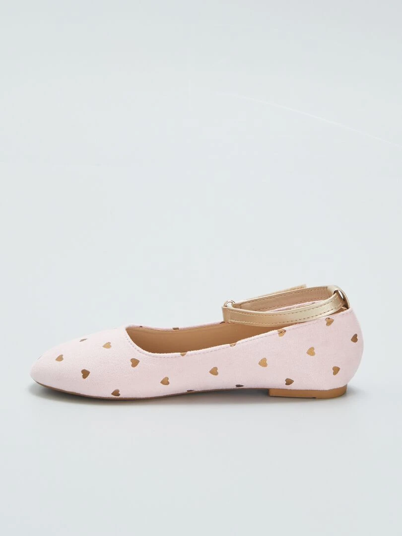 Ballerines motif 'coeurs' dorés   Rose/dorée