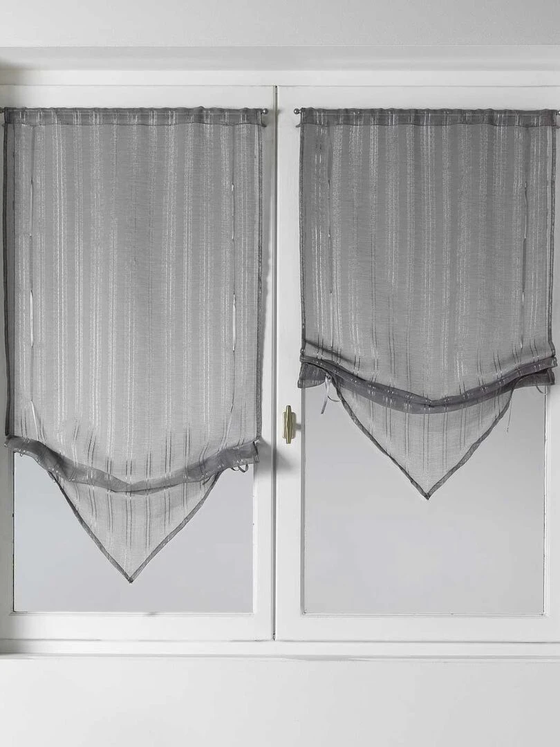 Store Voilage Fantaisie en Etamine à Pointes Gris clair