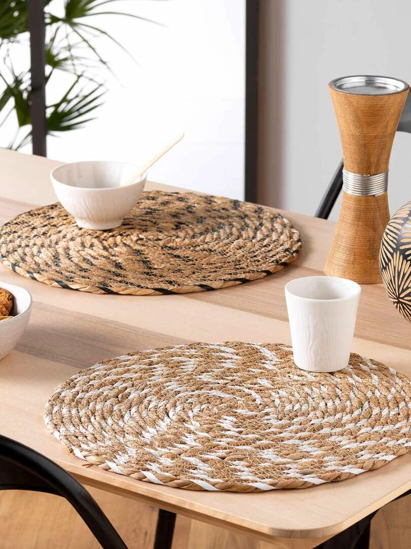 Set de table paille rond Nala Blanc