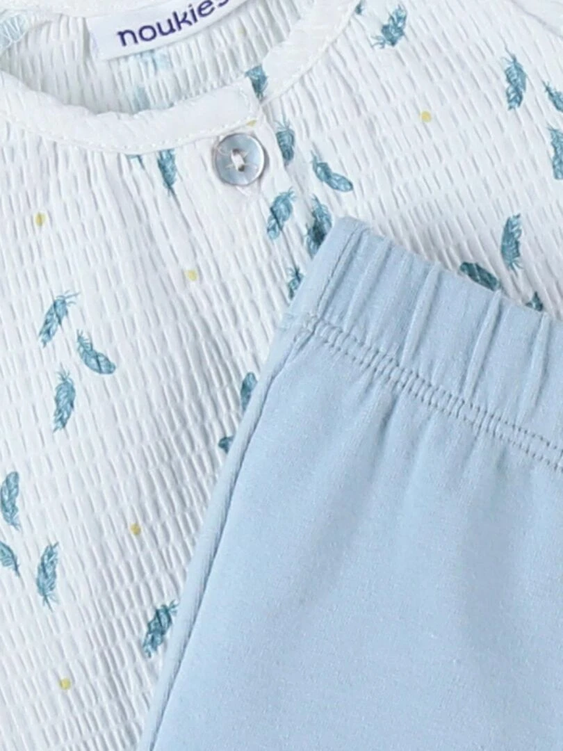 Set blouse plume + legging  aqua/écru   Noukie's   Blanc