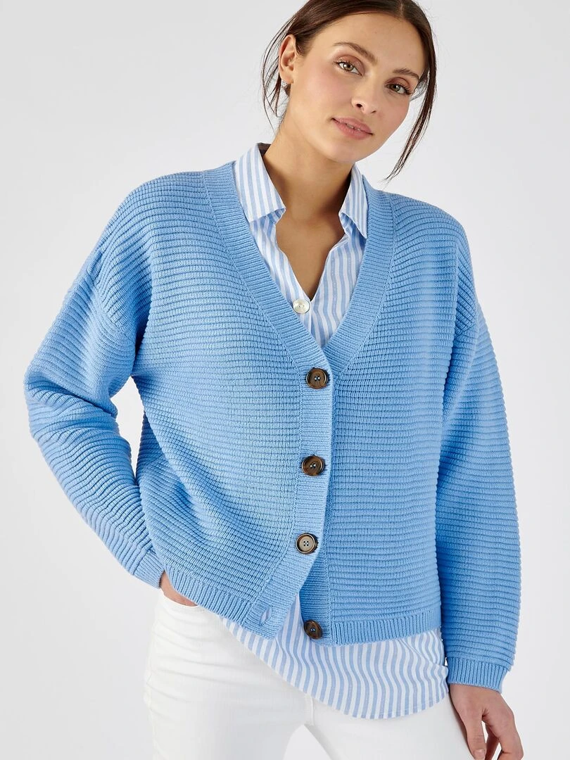 Gilet maille ottoman Damart Bleu ciel