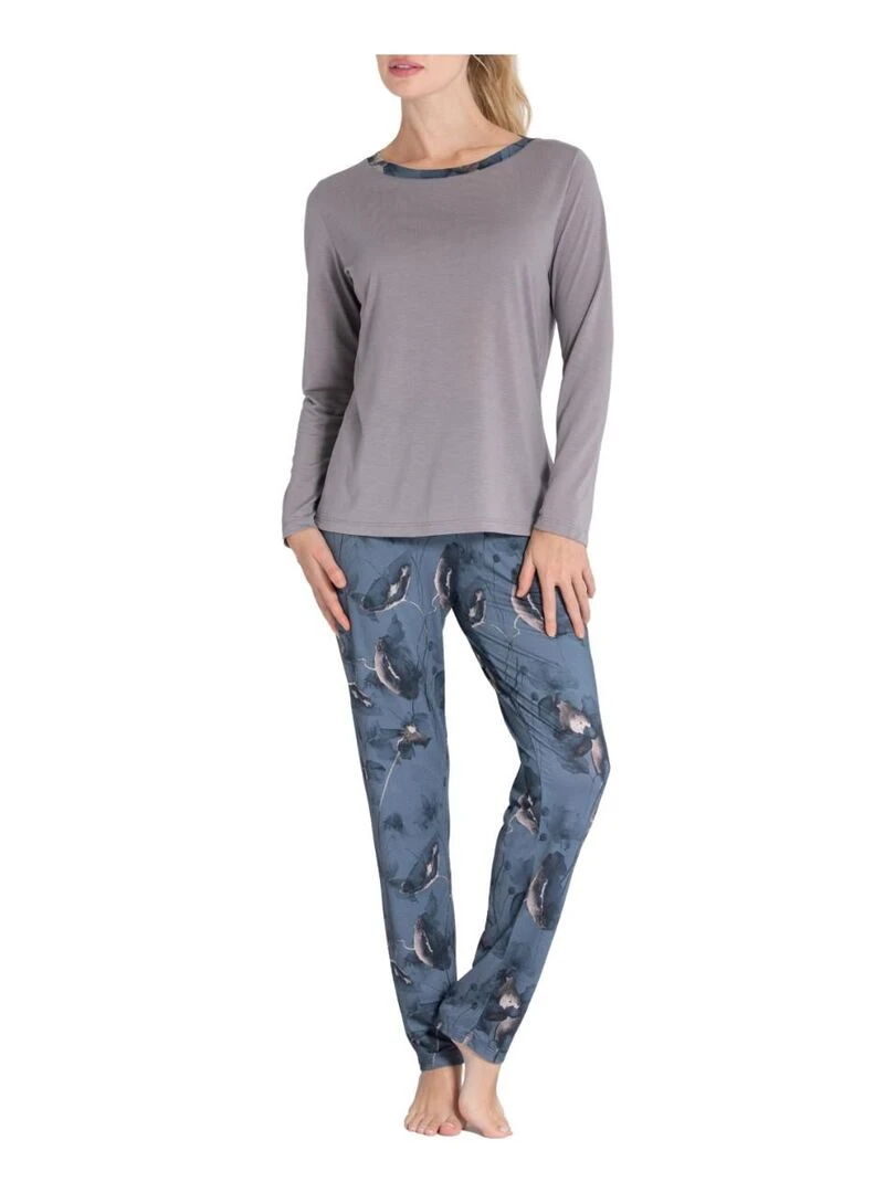 Pyjama long en modal à motif floraux Ayaka Bleu