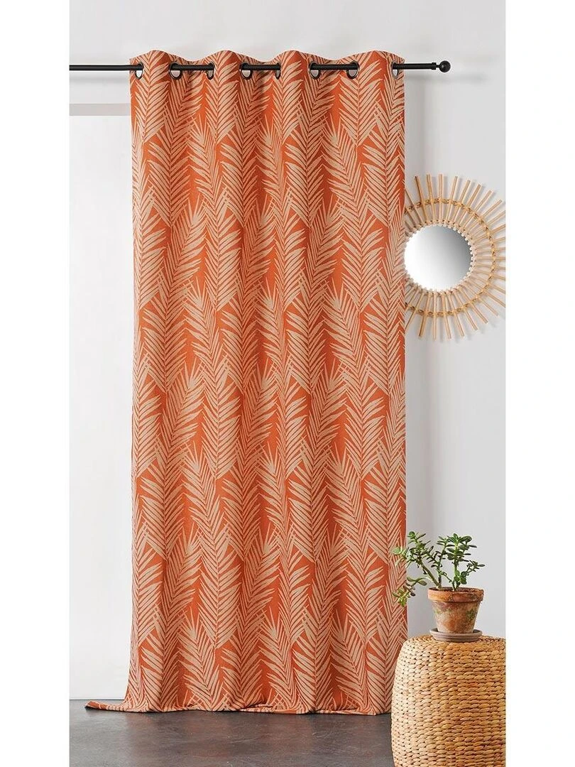 Rideau imprimé feuille de palmier Orange