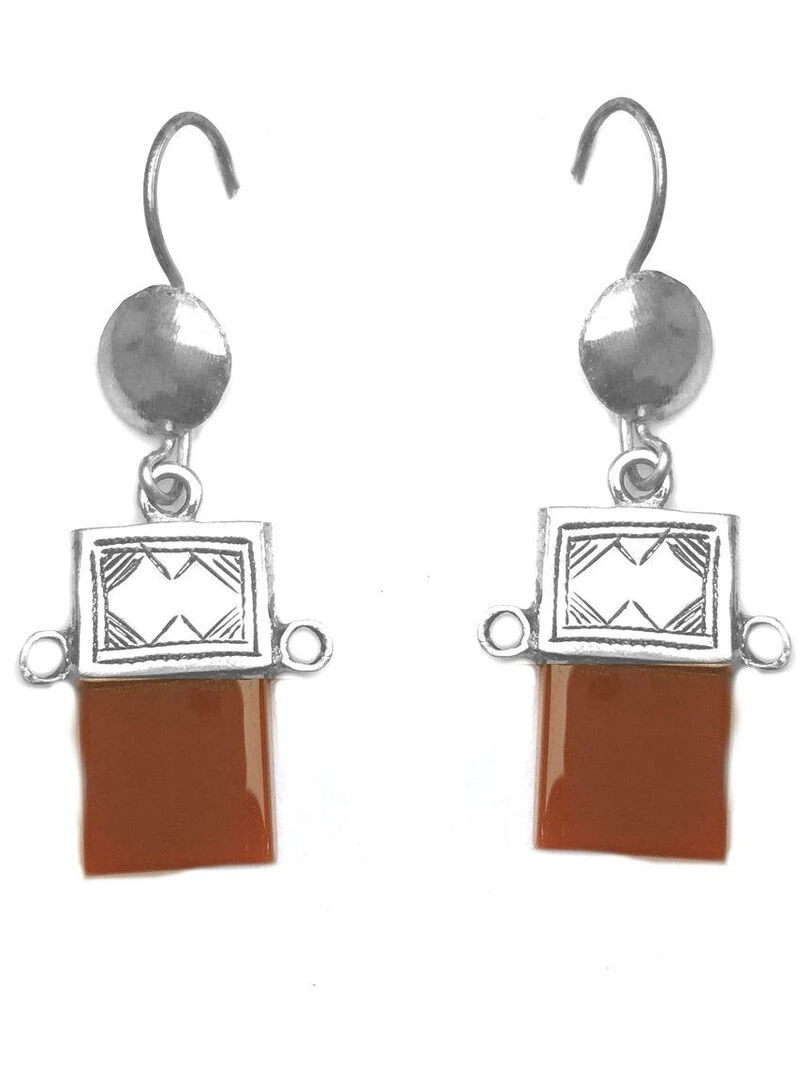 boucles d'oreilles touareg cornaline Bijoucolor Argent