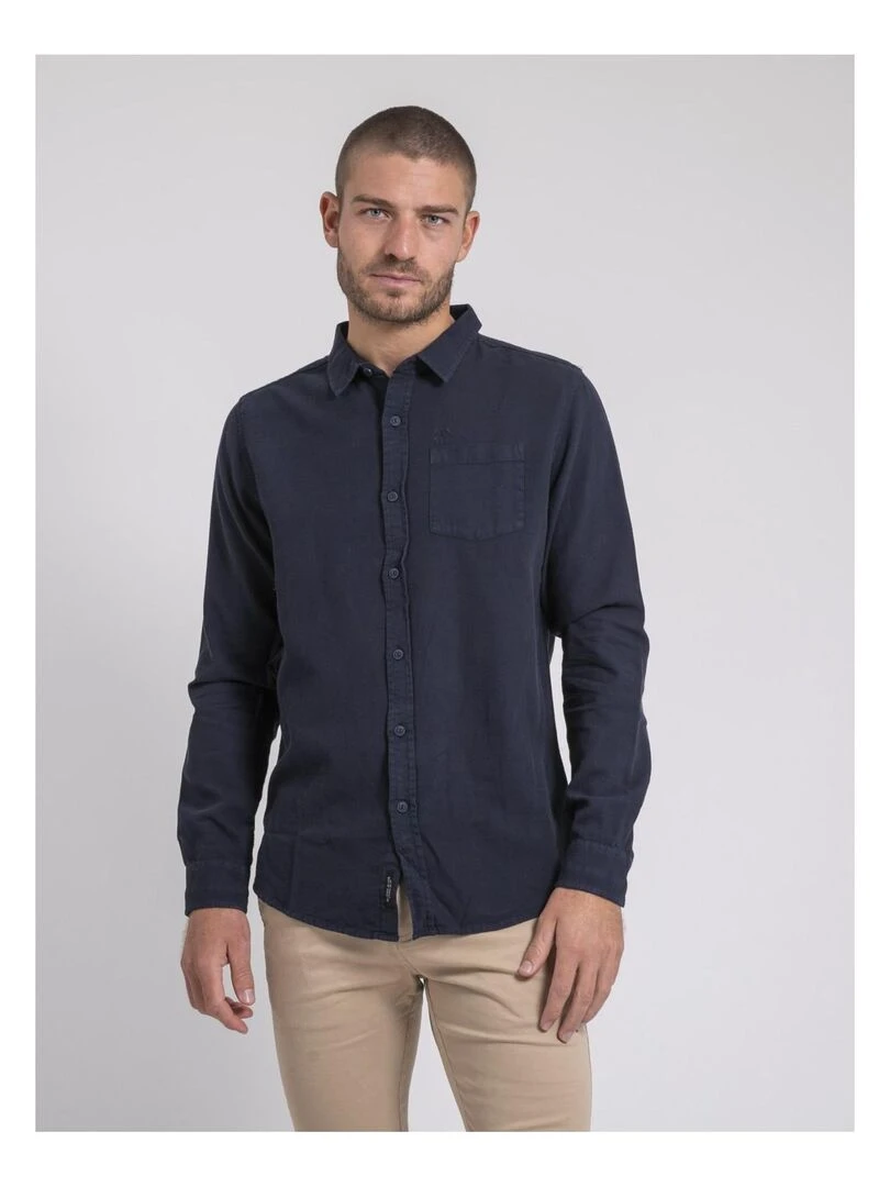 Chemise manches longues pur coton TAMORIS Bleu marine