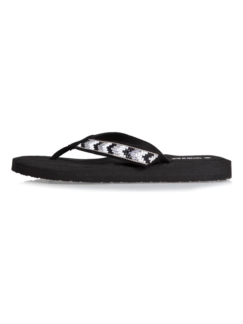 Tongs Femme unie à perles yoga confort Noir   Noir