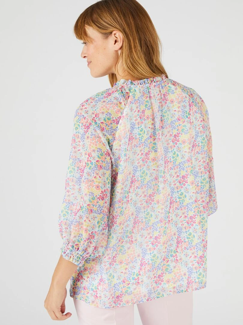 Blouse voile fluide imprimé   Damart   Rose
