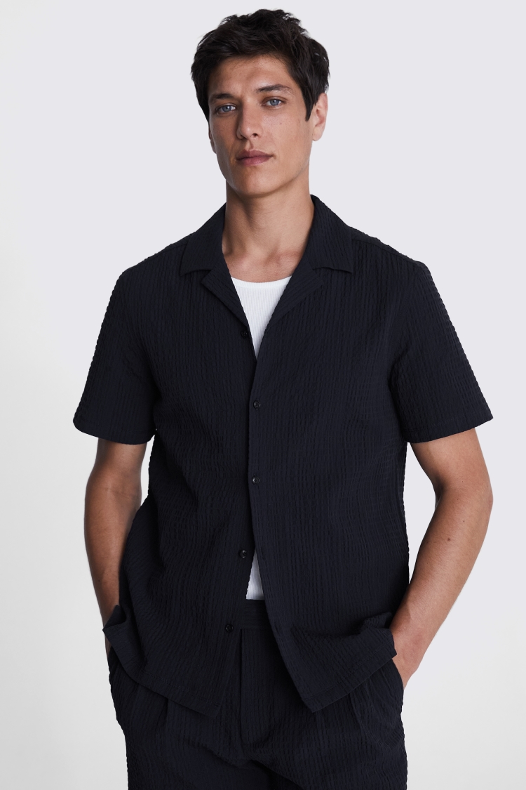 Navy Striped Seersucker Shirt Buy Online at Moss