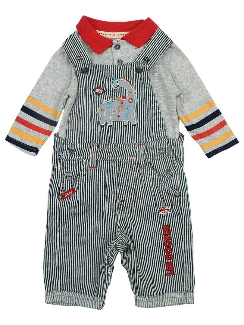 Lee Cooper Ensemble T shirt salopette bébé garçon Imprimé Lee Cooper Gris