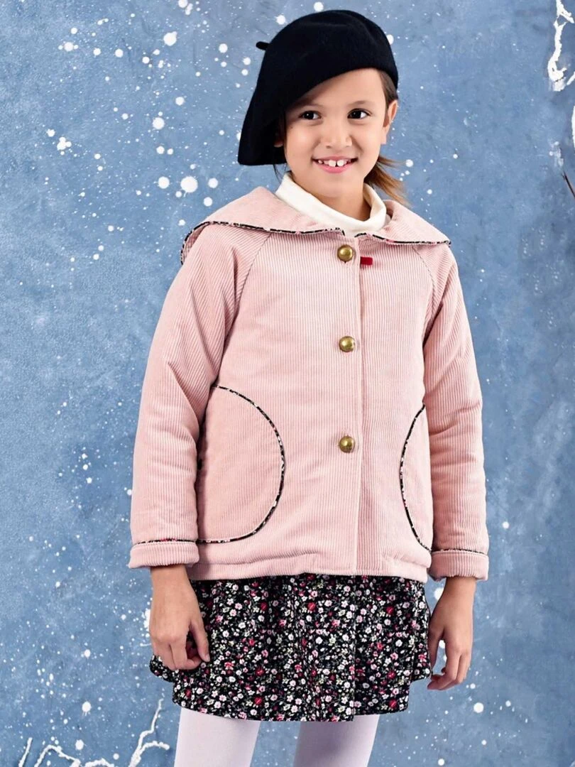 Veste Rétro Velours Rose Pastel Fille Col Marin CHARLOTTE 'LA FAUTE A VOLTAIRE' Rose clair