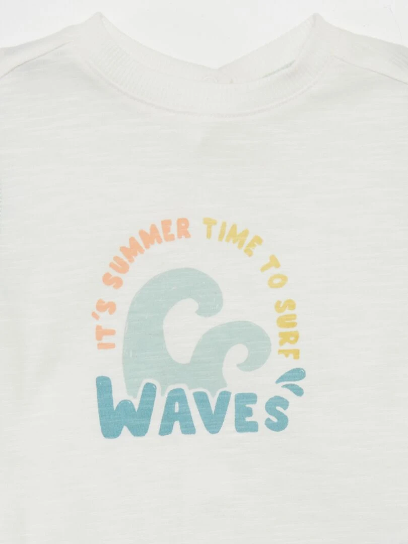 Débardeur en jersey avec ouverture boutons à pressions au dos Blanc 'Wave'