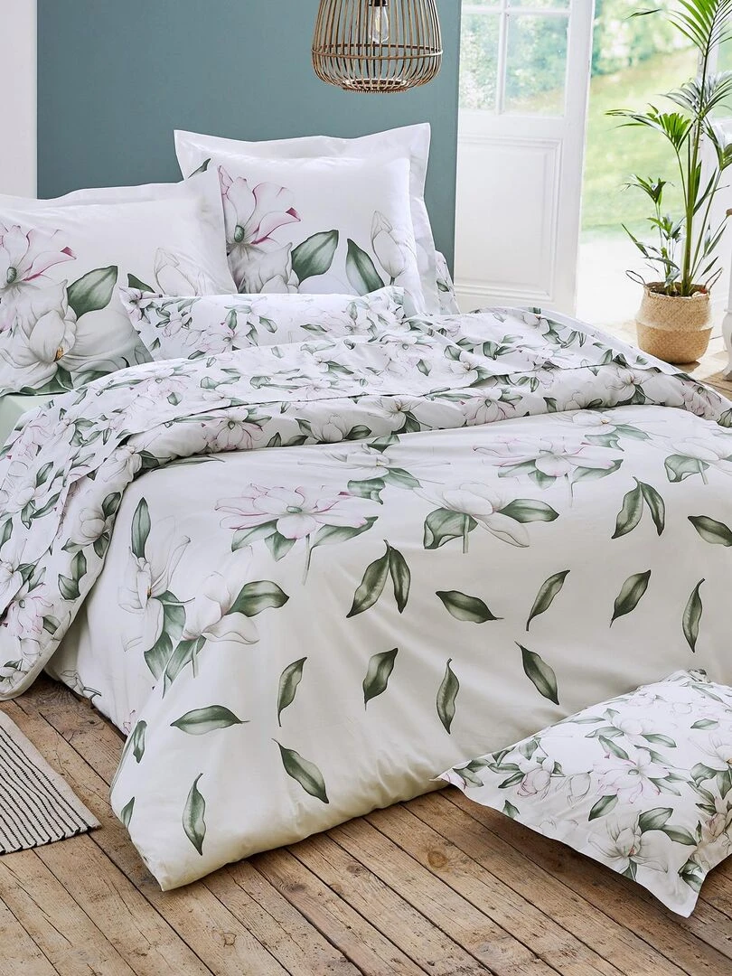 Parure housse de couette Magnolia Sauge Blanc