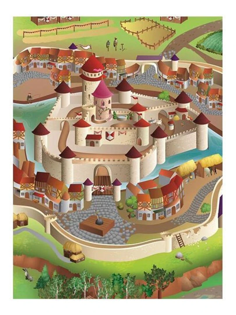 Tapis enfant CONNECTE MOYEN AGE Multicolore 100x150 Fait en Europe Multicolore