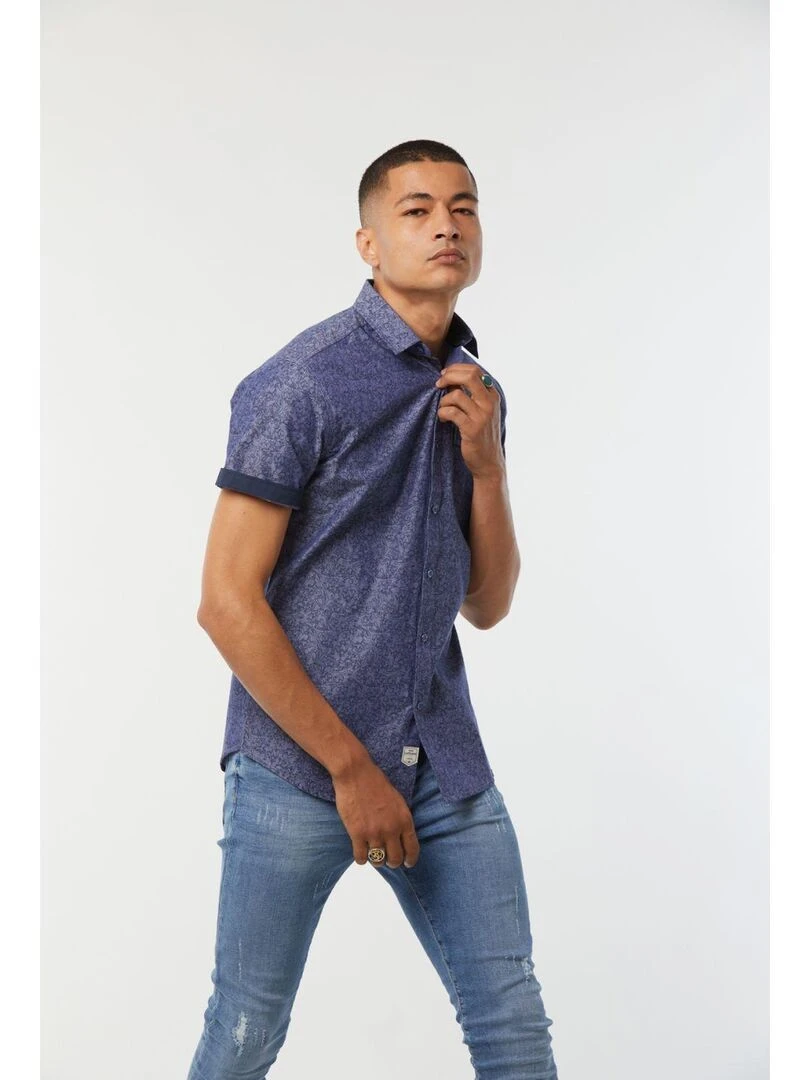 Lee Cooper   Chemise manches courtes coton slim DEPILO   Bleu foncé
