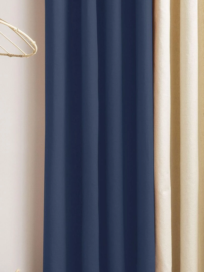 Rideau en coton recyclé avec œillets 'Deko&co' Bleu roi
