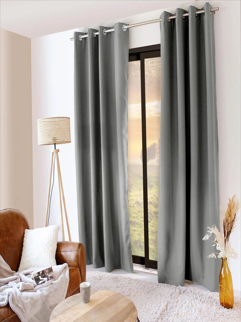 Rideau thermique en microfibre doublée Gris clair
